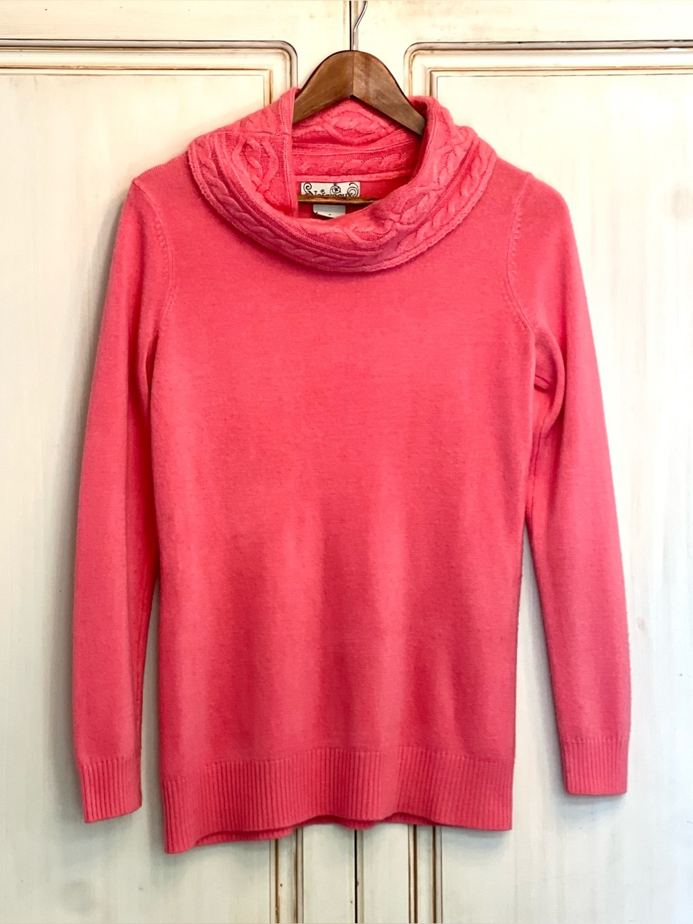 Nouveaux Sweater Pink Cowl Neck Soft Knit Pullover Tunic Women's Size S
